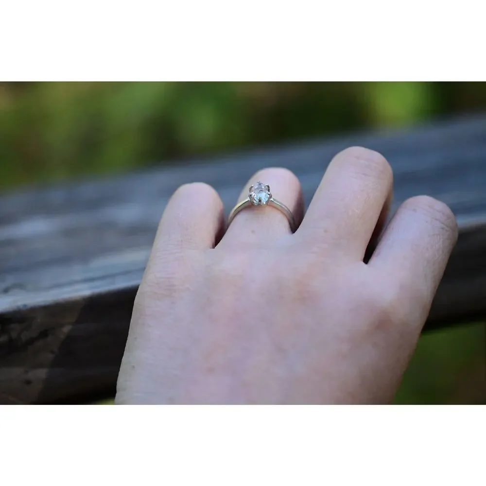 Herkimer Diamond Ring Rustic dainty unique alternative simple minimalist natural
